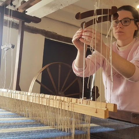 Kay-Lee Davies setting up loom strings