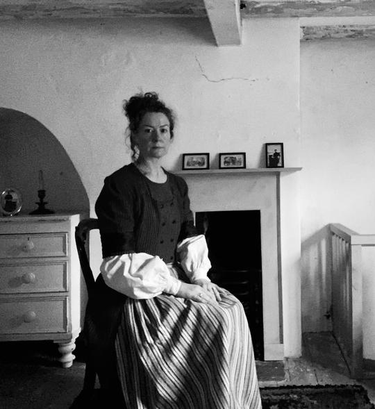 Jo dressed for a period photo