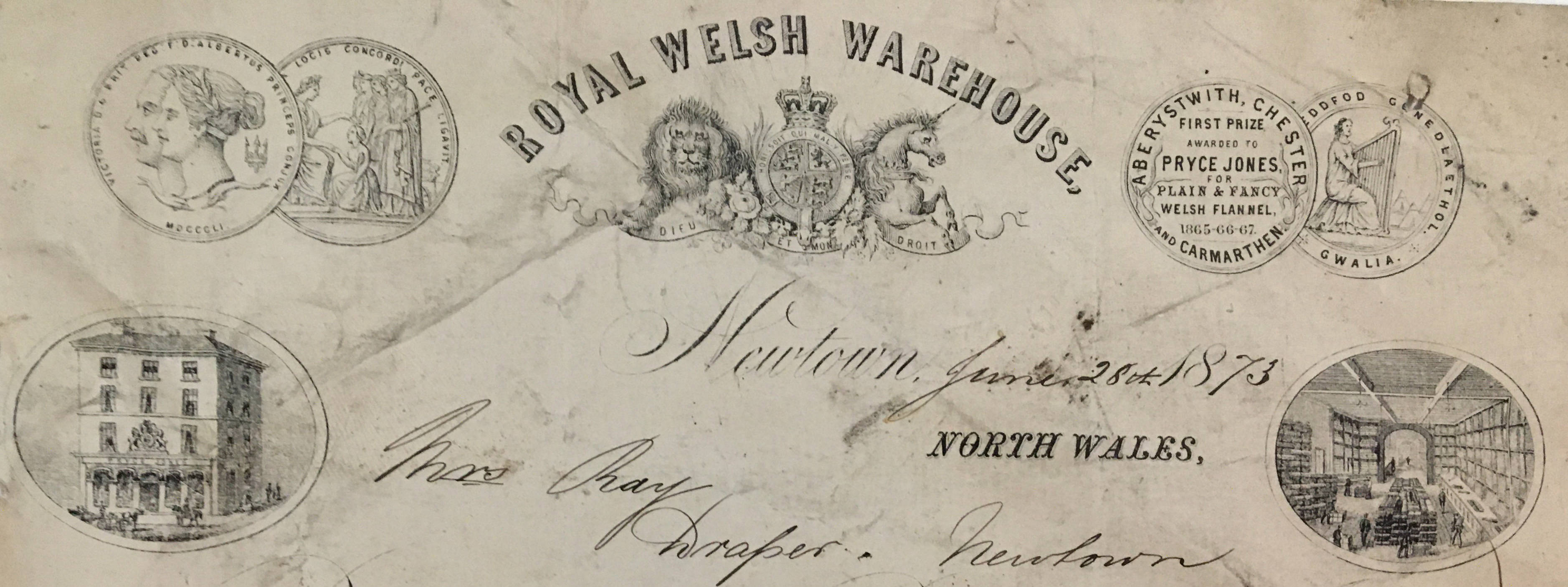 1873 Invoice showing 1851 Exhibition medal